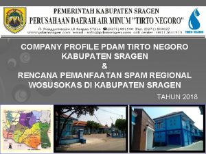 COMPANY PROFILE PDAM TIRTO NEGORO KABUPATEN SRAGEN RENCANA