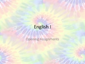 English I Opening Assignments Making Inferences 1 Always