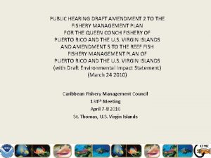 PUBLIC HEARING DRAFT AMENDMENT 2 TO THE FISHERY