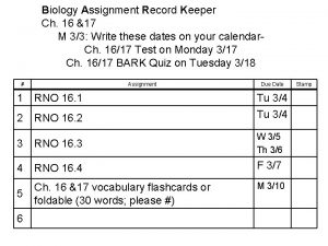 Biology Assignment Record Keeper Ch 16 17 M