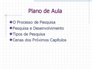 Plano de Aula O Processo de Pesquisa e