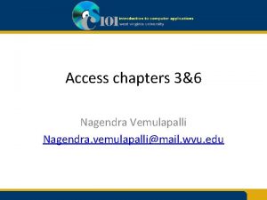 Access chapters 36 Nagendra Vemulapalli Nagendra vemulapallimail wvu