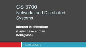 CS 3700 Networks and Distributed Systems Internet Architecture