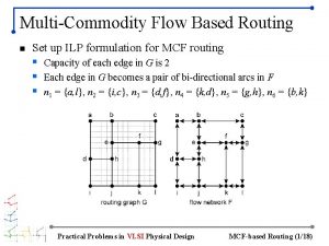 MultiCommodity Flow Based Routing n Set up ILP