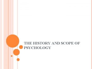 THE HISTORY AND SCOPE OF PSYCHOLOGY WHAT IS