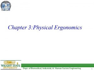 Chapter 3 Physical Ergonomics Dept of Biomedical Industrial