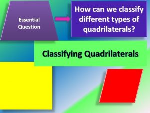 Essential Question How can we classify different types