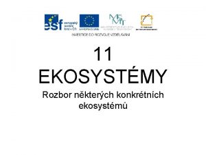 11 EKOSYSTMY Rozbor nkterch konkrtnch ekosystm Ekosystm rybnka