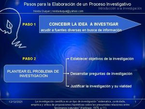 Pasos para la Elaboracin de un Proceso Investigativo