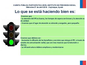 CUENTA PBLICA PARTICIPATIVA 2015 L INSTITUTO DE PREVISION