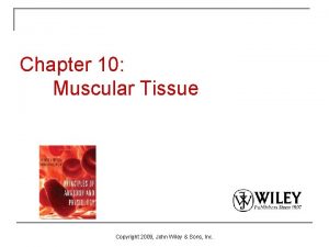 Chapter 10 Muscular Tissue Copyright 2009 John Wiley
