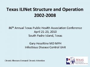 Texas ILINet Structure and Operation 2002 2008 86