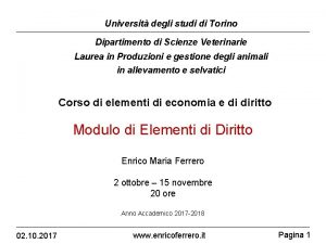 Universit degli studi di Torino Dipartimento di Scienze