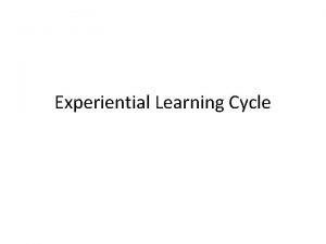 Experiential Learning Cycle Experiential Learning Cycle What is