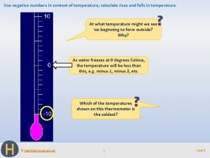 Use negative numbers in context of temperature calculate