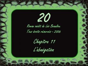 Chapitre 11 Labngation la suite de sa premire