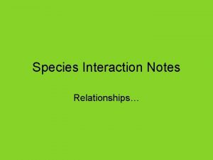 Species Interaction Notes Relationships Symbiosis Two different organisms