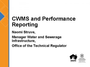 CWMS and Performance Reporting Naomi Struve Manager Water