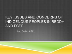 KEY ISSUES AND CONCERNS OF INDIGENOUS PEOPLES IN
