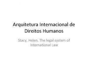 Arquitetura Internacional de Direitos Humanos Stacy Helen The