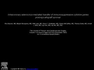 Intracoronary adenovirusmediated transfer of immunosuppressive cytokine genes prolongs