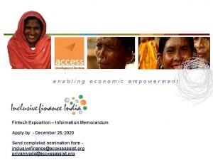 enabling economic empowerment Fintech Exposition Information Memorandum Apply