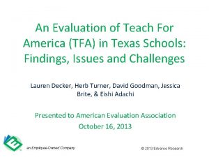 An Evaluation of Teach For America TFA in