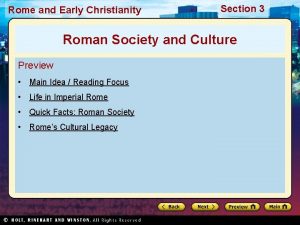 Rome and Early Christianity Section 3 Roman Society