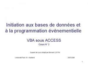 Initiation aux bases de donnes et la programmation