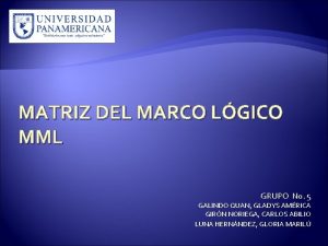 MATRIZ DEL MARCO LGICO MML GRUPO No 5