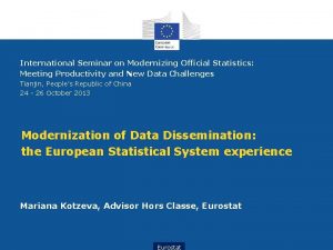 International Seminar on Modernizing Official Statistics Meeting Productivity