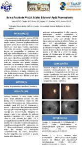 Baixa Acuidade Visual Sbita Bilateral Aps Mamoplastia Paiva