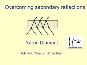 Overcoming secondary reflections Yaron Diamant Advisor Yoav Y