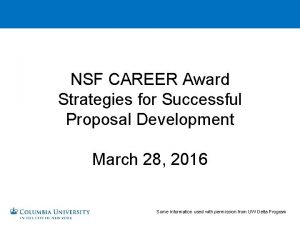 NSF CAREER Award Strategies for Successful Proposal Development