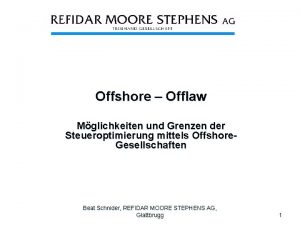 Offshore Offlaw Mglichkeiten und Grenzen der Steueroptimierung mittels