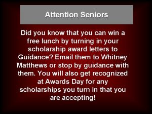 Attention Seniors Did you know that you can