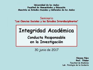 Universidad de los Andes Facultad de Humanidades y