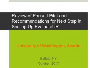 Review of Phase I Pilot and Recommendations for