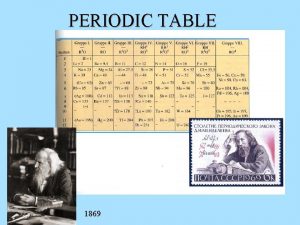 PERIODIC TABLE 1869 PERIODIC PROPERTIES When elements are