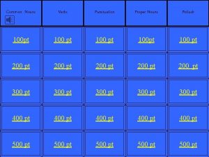 Common Nouns Verbs Punctuation Proper Nouns Potluck 100