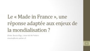 Le Made in France une rponse adapte aux