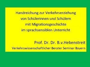 Handreichung zur Verkehrserziehung von Schlerinnen und Schlern mit