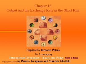 Chapter 16 Output and the Exchange Rate in