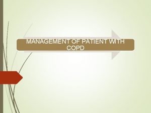 MANAGEMENT OF PATIENT WITH COPD LEARNINIG OBJECTIVES On