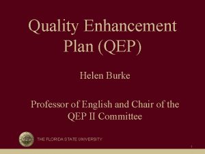 Quality Enhancement Plan QEP Helen Burke Professor of