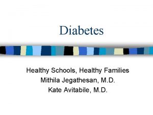 Diabetes Healthy Schools Healthy Families Mithila Jegathesan M