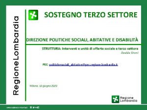 SOSTEGNO TERZO SETTORE DIREZIONE POLITICHE SOCIALI ABITATIVE E