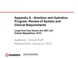 Appendix A Nutrition and Hydration Program Review of