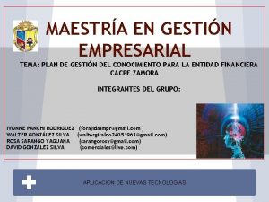 MAESTRA EN GESTIN EMPRESARIAL TEMA PLAN DE GESTIN