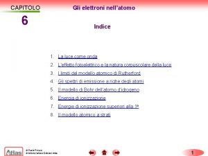 CAPITOLO 6 GLI ELETTRONI NELLATOMO Gli elettroni nellatomo